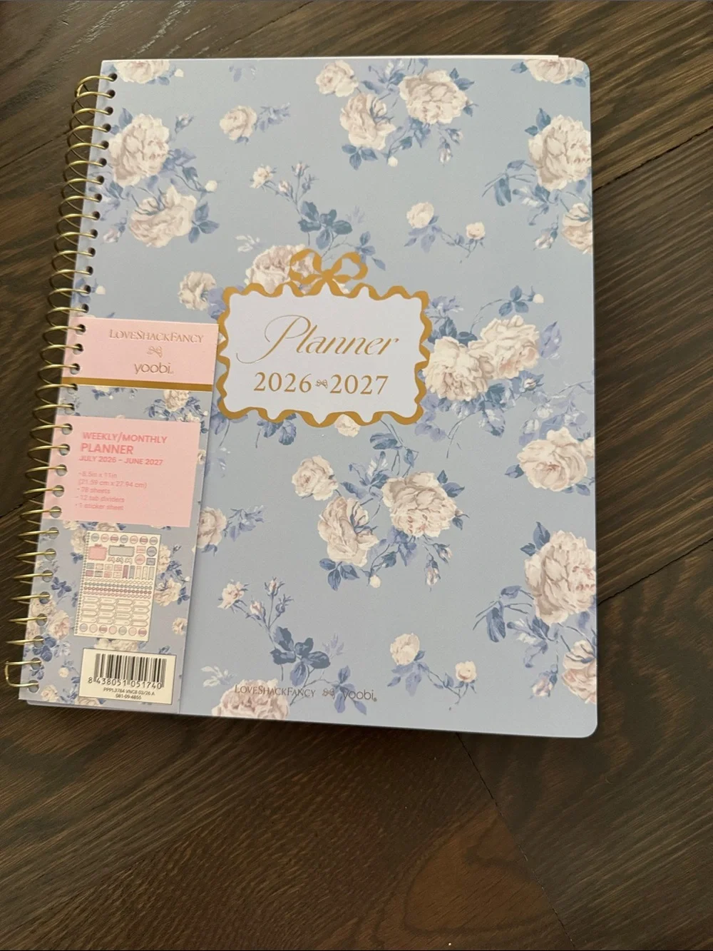 LoveShackFancy Kids Blue Floral Ruffle Accessory Pouch & Stationery Set